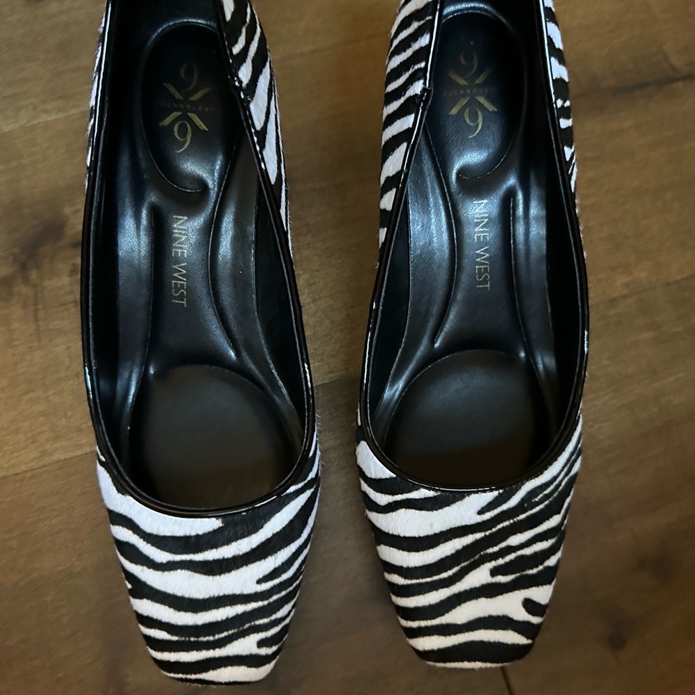Nine West block heel animal print shoes, size 7, worn twice